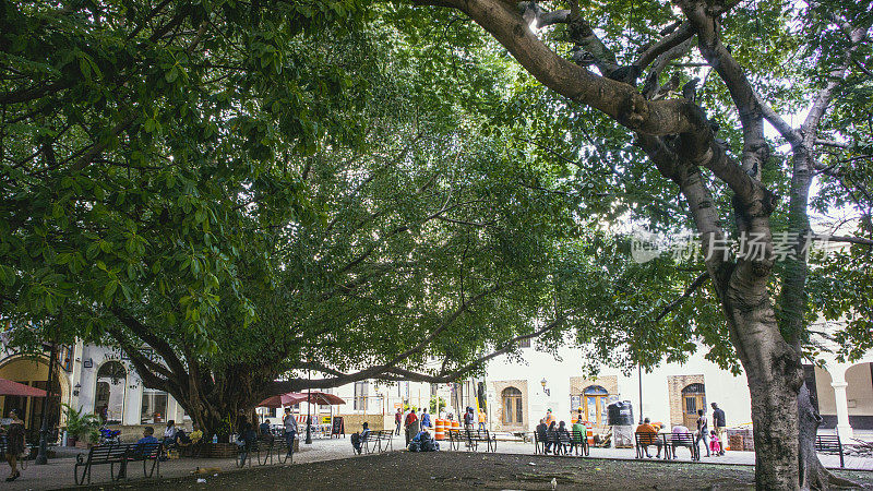 科隆公园(Columbus Park)，圣多明各殖民城中心的城市广场，经常是当地居民和游客的集合点。